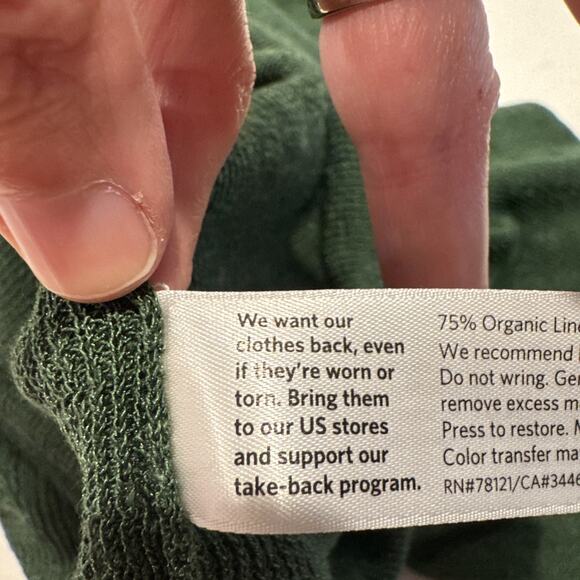 Eileen Fisher Green Linen Nylon Blend Knit Top Womens Pull Over Semi Sheer READ - Picture 8 of 11